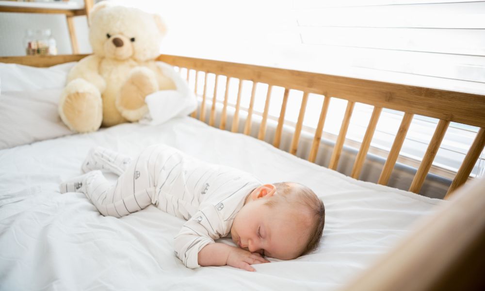 Baby sleeping in fashion crib