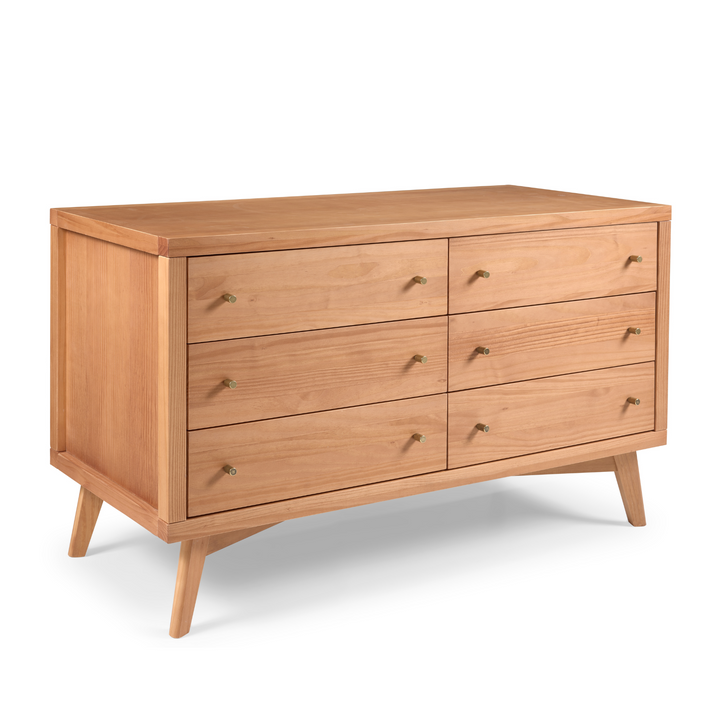 Retro 6 Drawer Dresser in Hazelnut