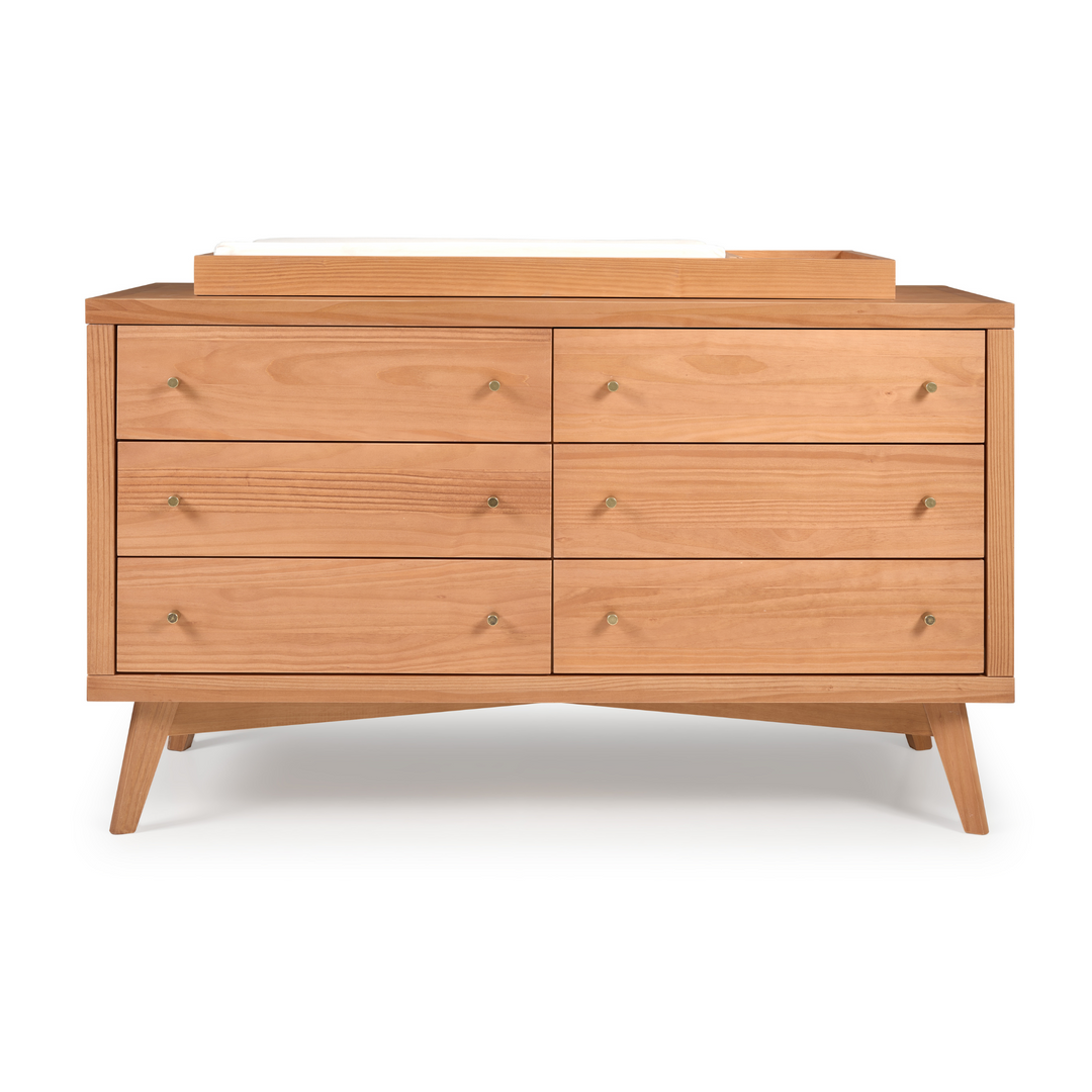 Retro 6 Drawer Dresser in Hazelnut