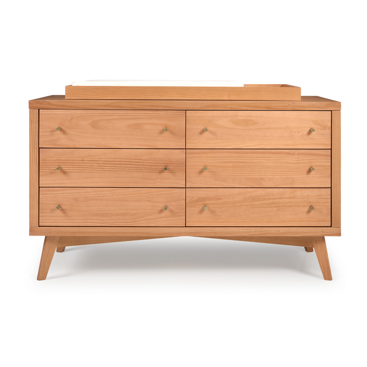 Retro 6 Drawer Dresser in Hazelnut