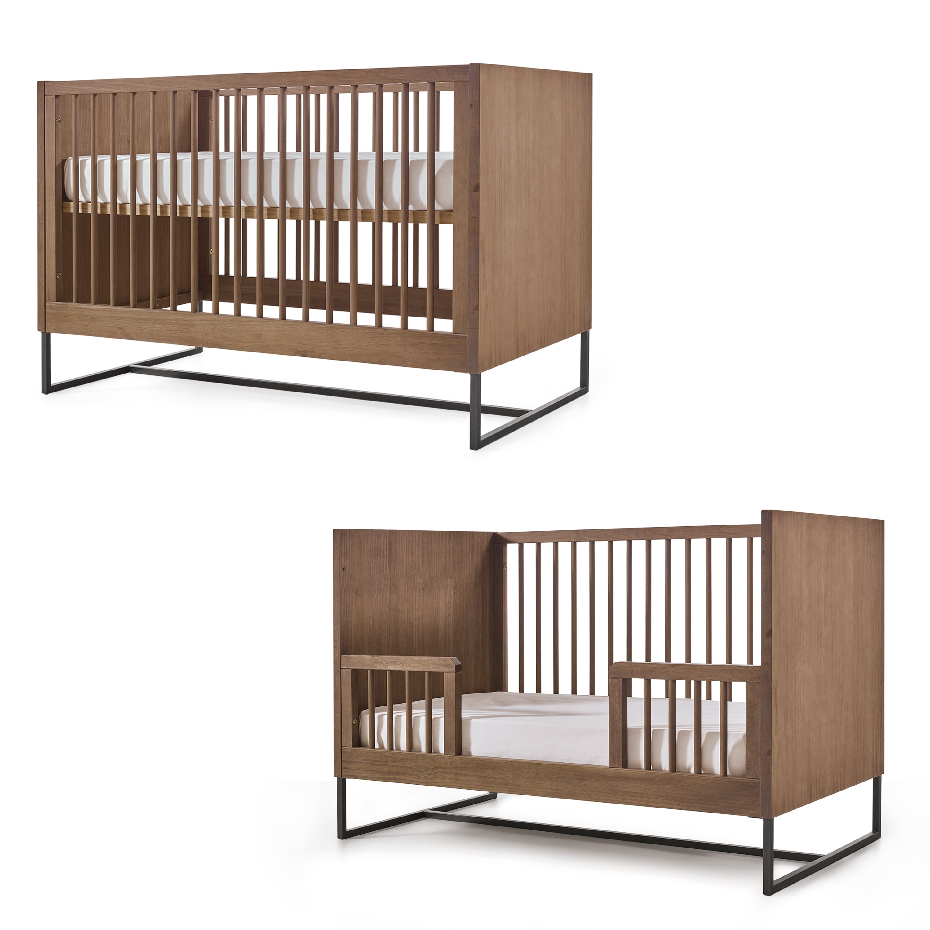 Noah Crib and Conversion Kit Nursery Set in Walnut Simply Nursery