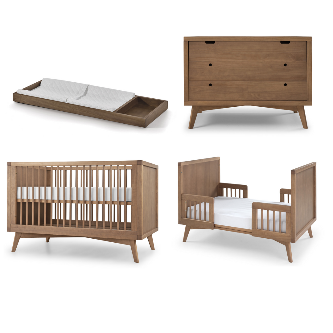 Retro Nursery Set - 3 Drawer Dresser in Walnut