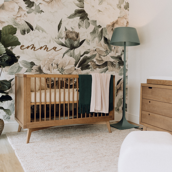 Retro Crib and Conversion Kit Nursery Set in Walnut