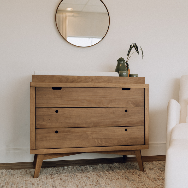 Retro Nursery Set - 3 Drawer Dresser in Walnut