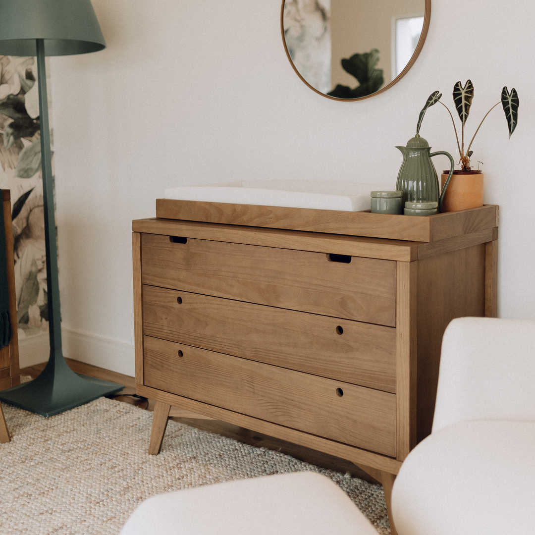 Retro Nursery Set - 3 Drawer Dresser in Walnut