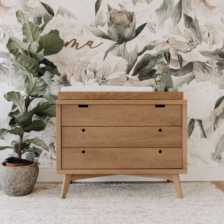 Retro Nursery Set - 3 Drawer Dresser in Walnut